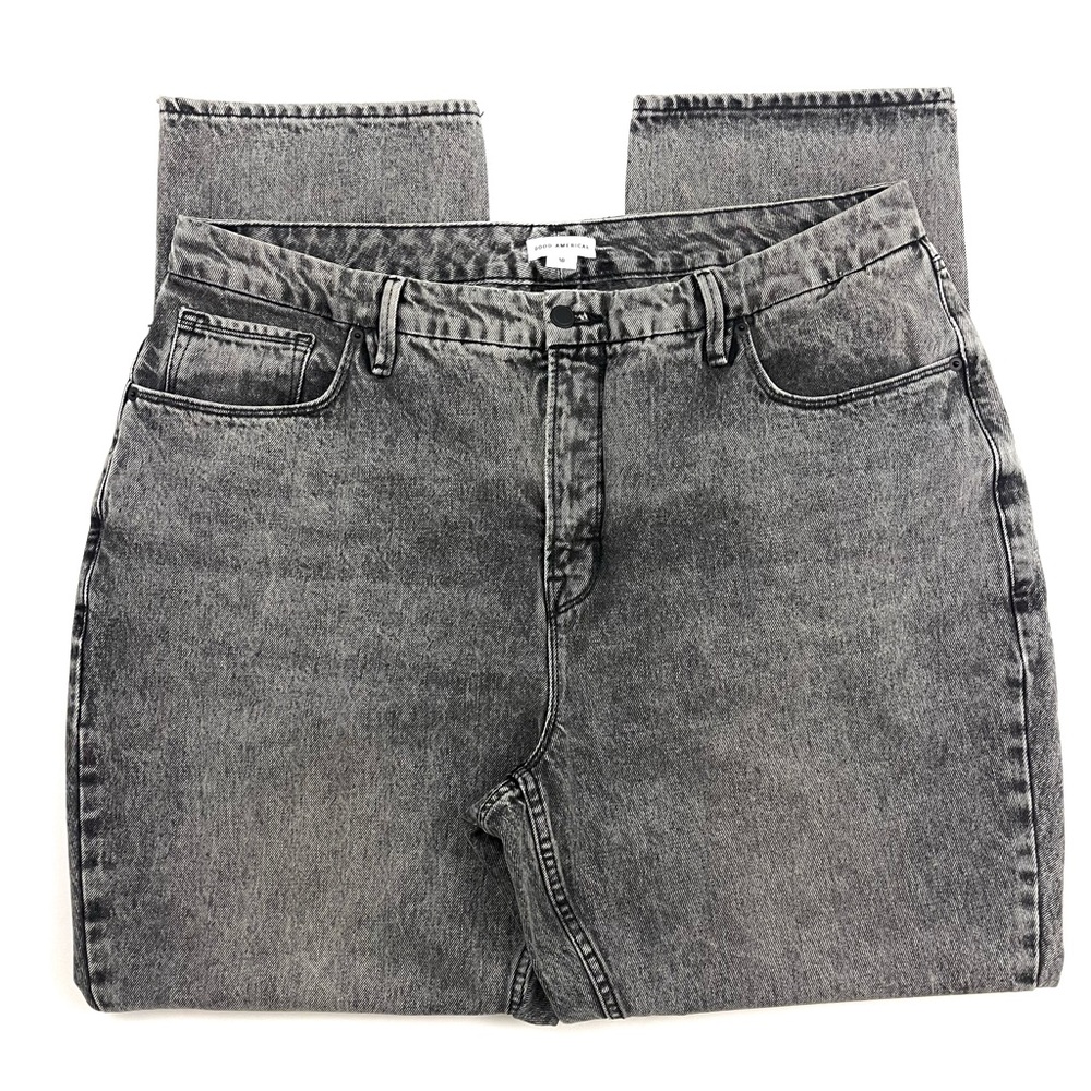 Good American Good Icon Loose Fit Straight Leg Jeans Washed Black GNISN999BT - Picture 5 of 8